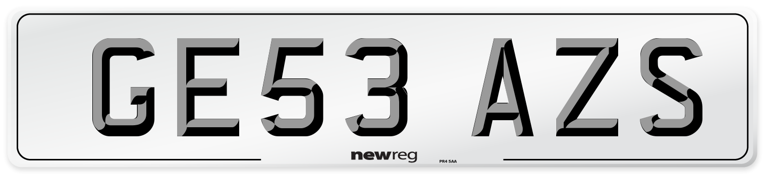 GE53 AZS Number Plate from New Reg